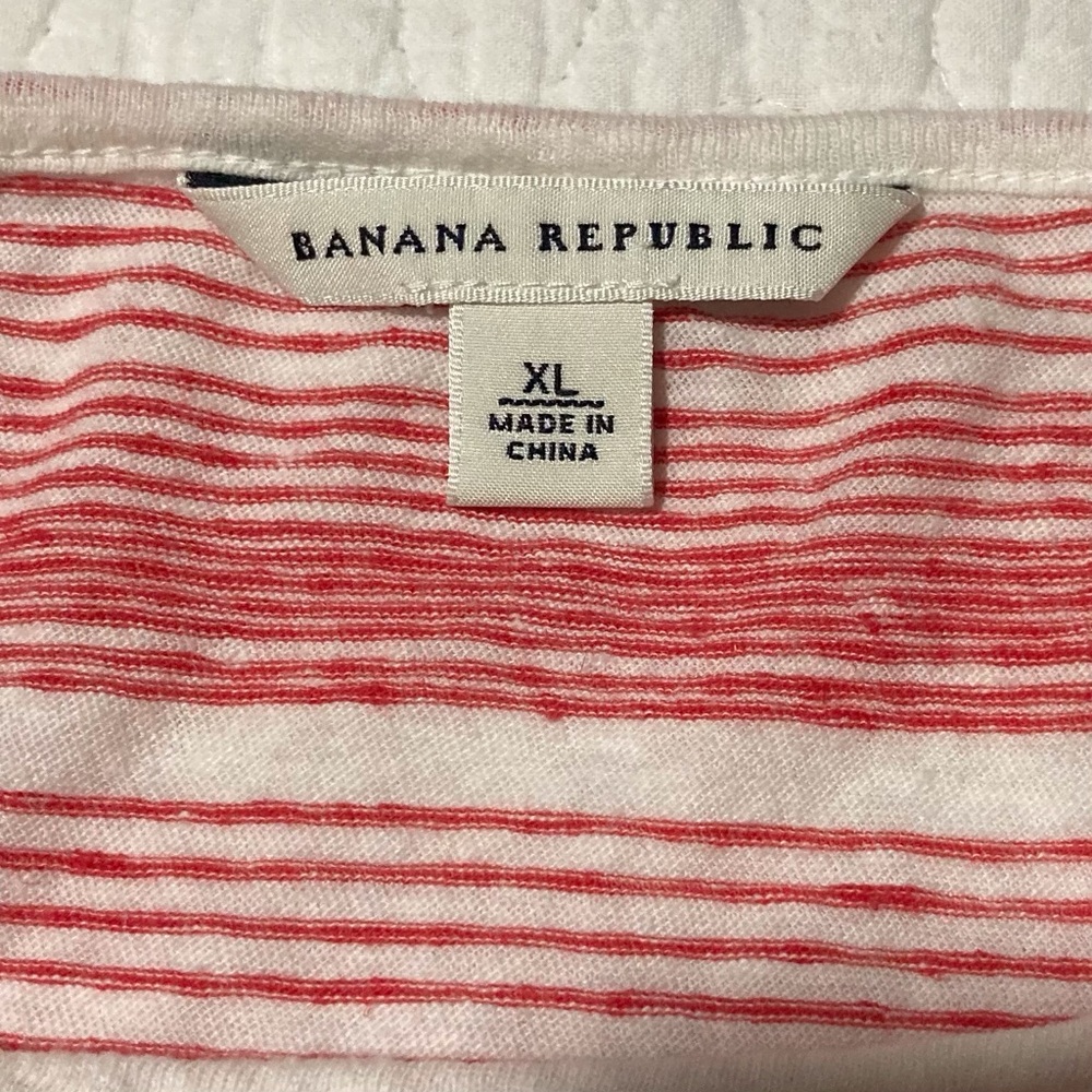 Banana Republic Women's Striped Long Sleeve Tee | Size XL | Linen + Cotton Blend - Picture 4 of 8